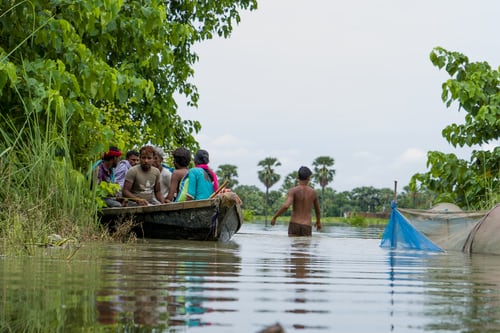 A scene of floods in Bihar
