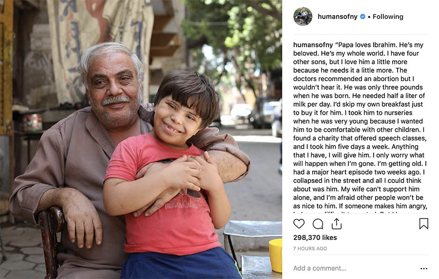 Humans of New York Instagram post. 