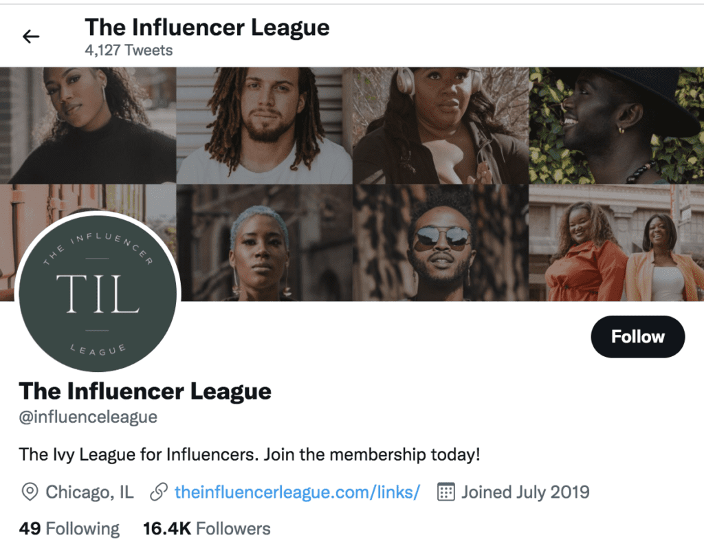 the influencer league twitter account