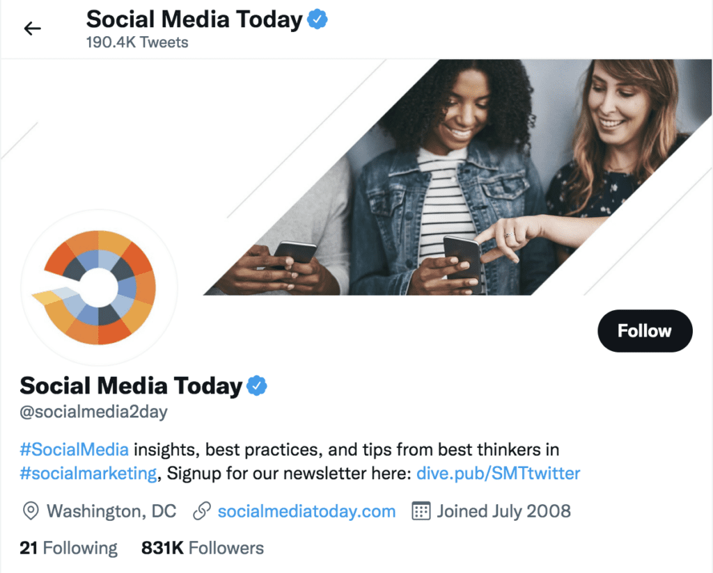 social media today twitter account
